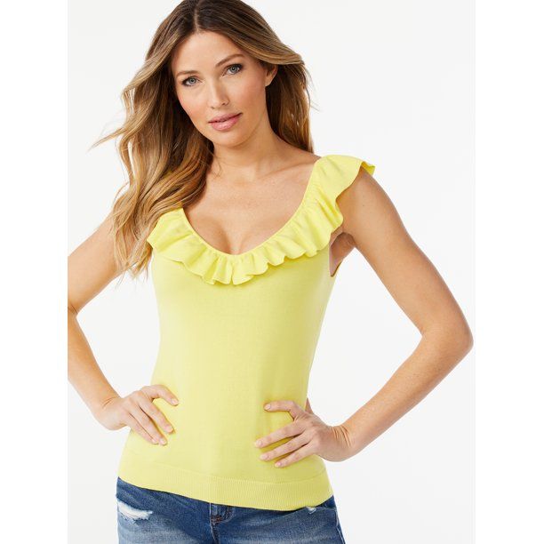 Sofia Jeans by Sofia Vergara Women's 2-Way Ruffle Tank Top - Walmart.com | Walmart (US)