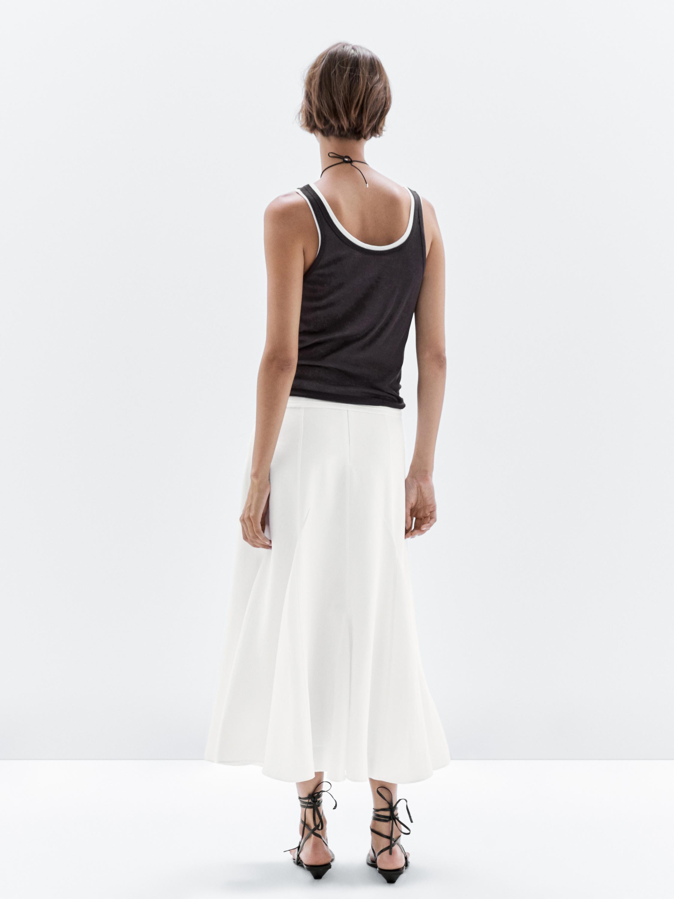 Godet midi skirt with seam details | Massimo Dutti US