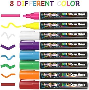 Bold Chalk Markers - Dry Erase Marker Pens - Chalk Markers for Chalkboards, Signs, Windows, Black... | Amazon (US)