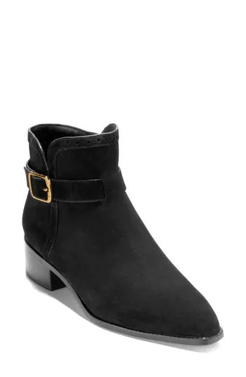 Cole Haan Norella Buckle Bootie in Black Suede at Nordstrom Rack, Size 9.5 | Nordstrom Rack