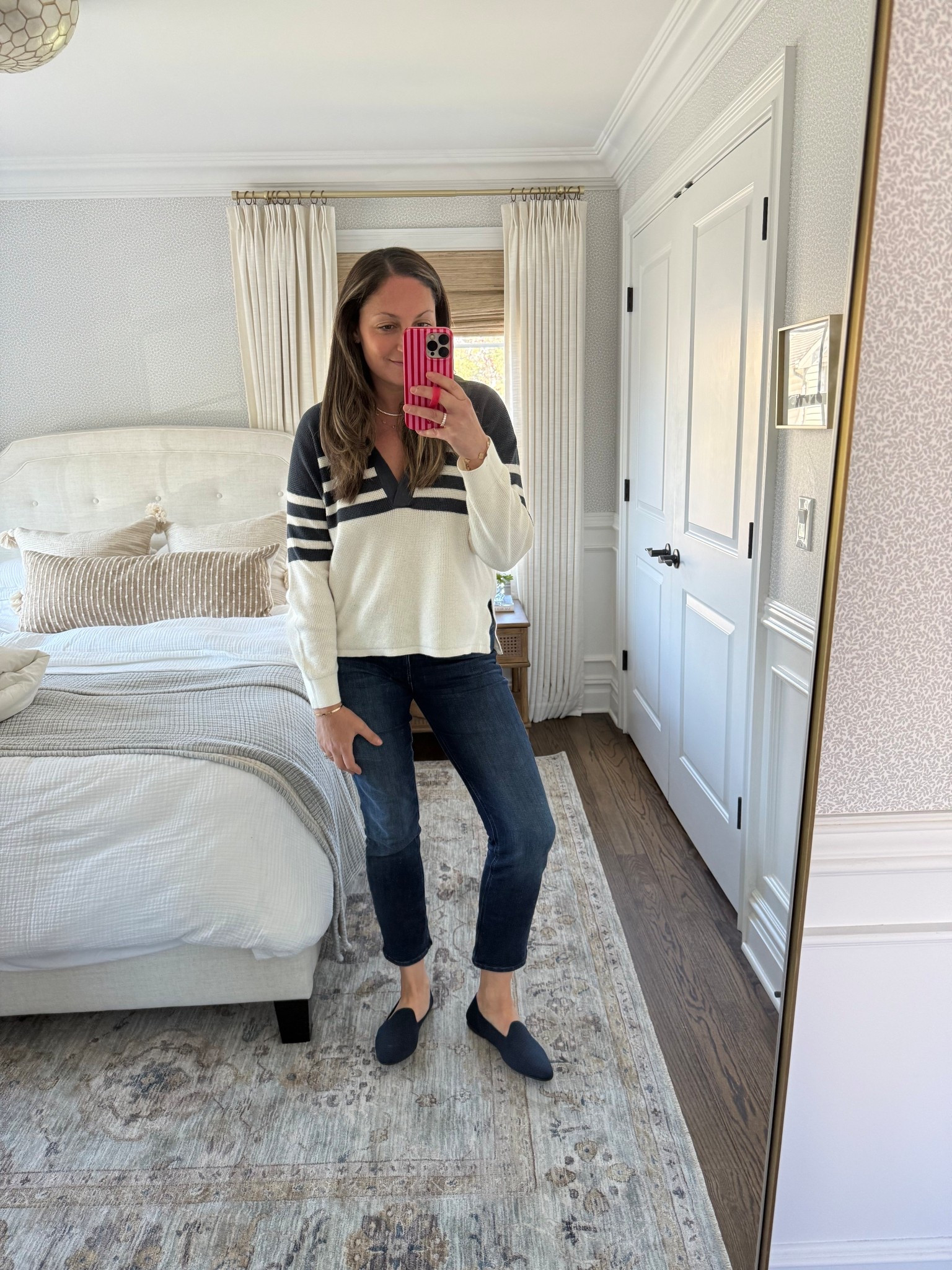 Today’s OOTD! 

My favorite spring ankle length jeans from Mother, a Faherty top (from last year but in lining similar!), these amazing washable Rothy’s loafers in navy and my necklace stack 

#LTKootd #LTKSaleAlert #LTKdayinmylife