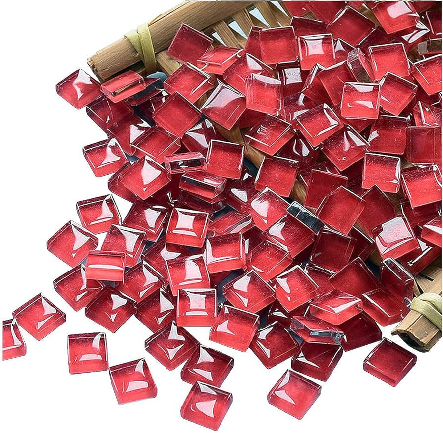 Mosaic Tiles Squares Deep Red Crystal Mosaic Glass Tile for Crafts Bulk DIY Picture Frames Handma... | Amazon (US)
