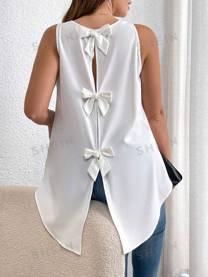 SHEIN Essnce Plus Size Summer White Shirt, Bow Top, Cute Summer Outfit,White Top Summer Tops Summ... | SHEIN