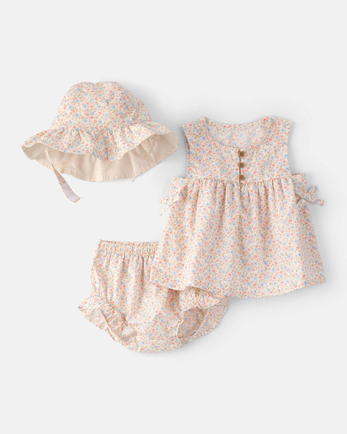 Baby Girl 3-Piece Floral Hat, Top & Short Set - Pink | Carter's Inc
