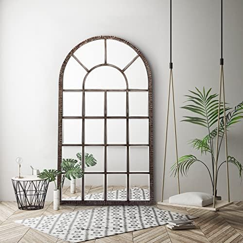 SEEKELEGANT Arched Wall Mirror, Large Decorative Mirror with Metal Frame, Window Accent Mirror for W | Amazon (US)