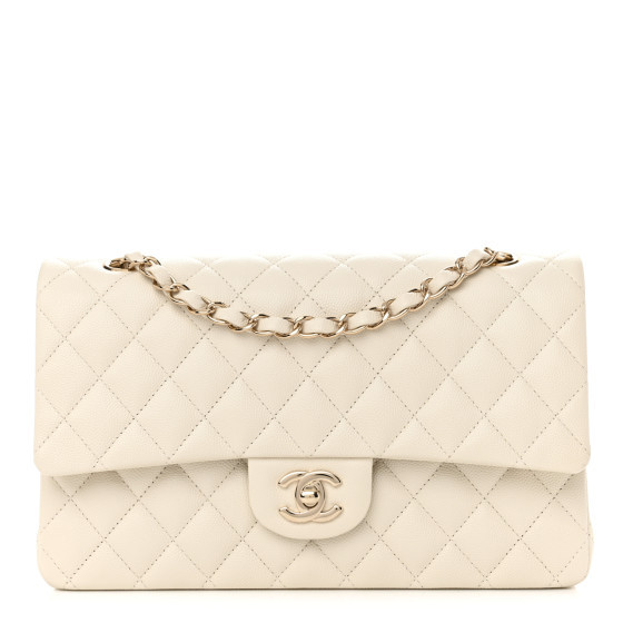 Caviar Quilted Medium Double Flap White | FASHIONPHILE (US)