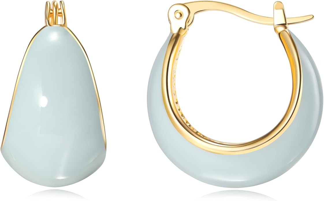 Simple Enamel 18K Gold Hoop Dangle Earrings for Women | Amazon (US)
