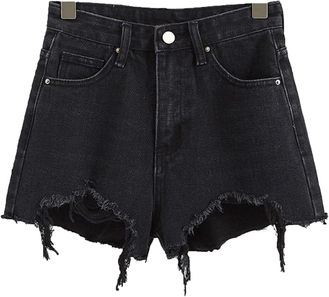 Women's Casual High Waisted Denim Shorts Frayed Raw Hem Jeans Shorts Distressed Ripped Denim Shor... | Amazon (US)