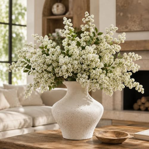 ZJGXH 43" Faux Berry Stems for Vase Fake Branches for Vase Realistic Artificial Floral Picks for DIY Bouquet, Shower, Farmhouse Mantel, Home Decor (3 Pcs White) | Amazon (US)