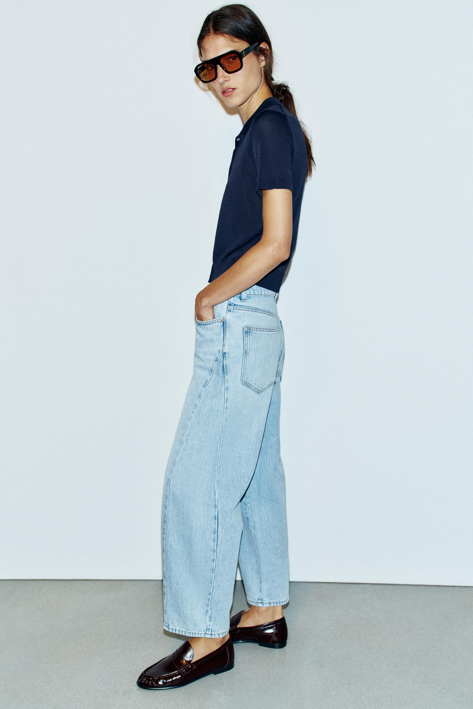 Zara - Z1975 High-Rise Barrel Jeans - White - 32 (Us 14) - Woman | Zara US