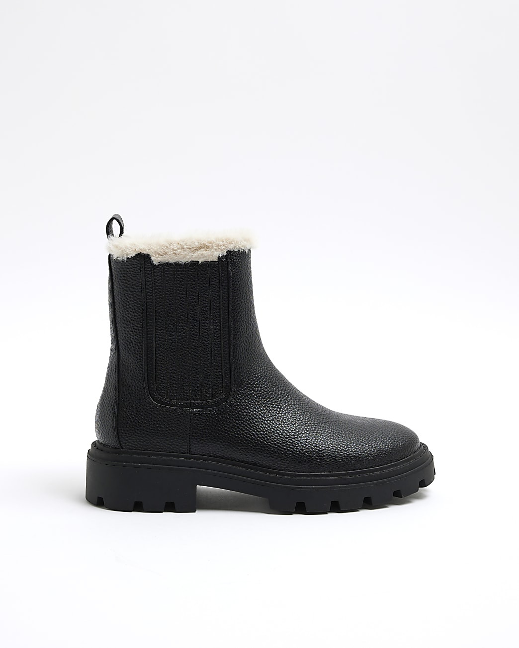 Black Faux Fur Lined Chelsea Boots | River Island UK & IE