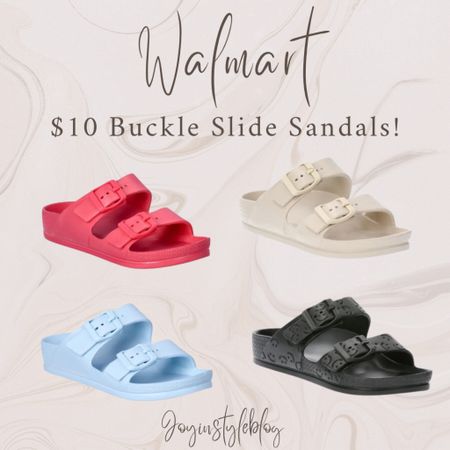 $10 Walmart No Boundaries Women's Two Buckle Slide Sandals, Sizes 6-11 / vacation sandals / resort wear / summer sandals / affordable sandals / Walmart sandals 

#LTKfindsunder50 #LTKshoecrush #LTKstyletip