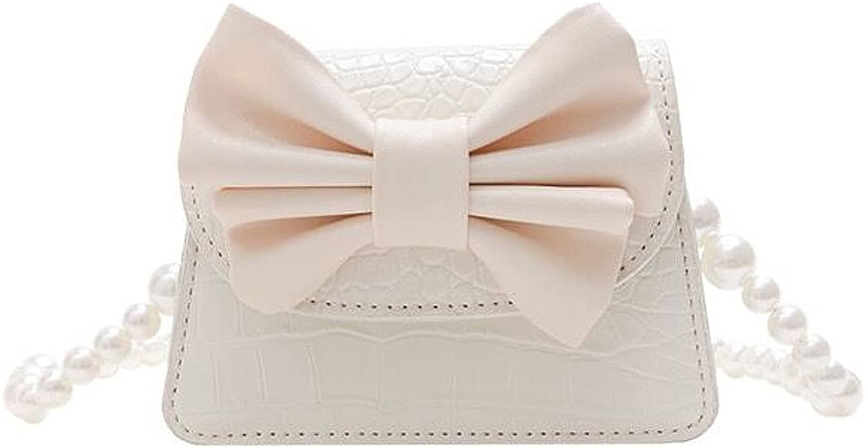 Canpto Fashion Princess Wear Bag Small Toddler Crossbody Bag Pearl Chain Handbags Shoulder Bag for Kids Gift | Amazon (US)