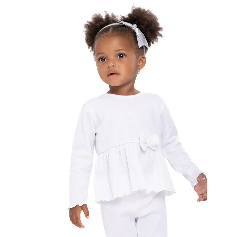 Wonder Nation Baby Girl Holiday Peplum Top and Pant Outfit Set, 2 Pieces, Sizes 0/3-24 Months | Walmart (US)