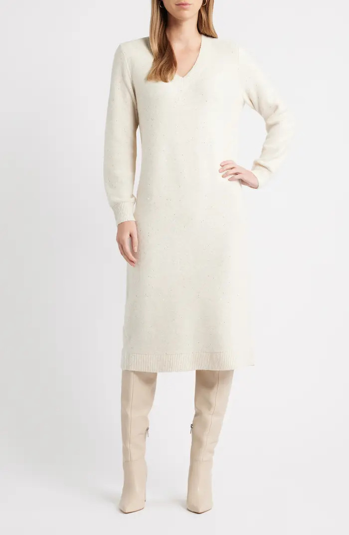 Sequin Long Sleeve Sweater Dress | Nordstrom