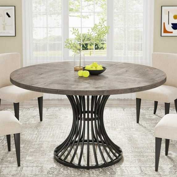 Tribesigns Round Dining Table for 4-6 People, 47-Inch Farmhouse Dinning Room Table Circle Kitchen... | Walmart (US)