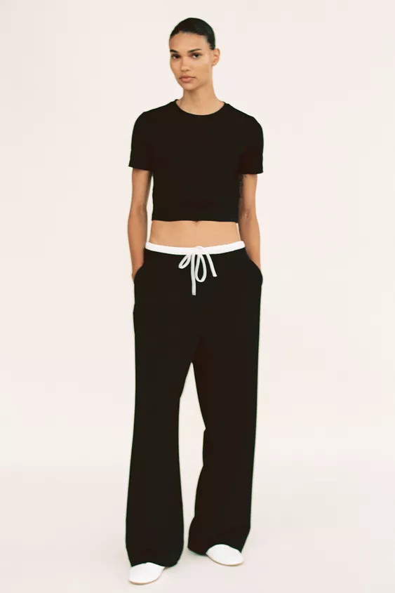 DOUBLE WAIST WIDE LEG PANTS | Zara US