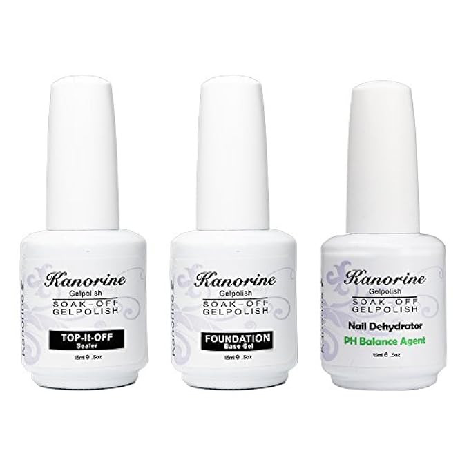 Kanorine Nail GelPolish Set( Base Coat + No-Wipe TopCoat + Bonding Helper PH Balance Agent) Kit UV/L | Amazon (US)