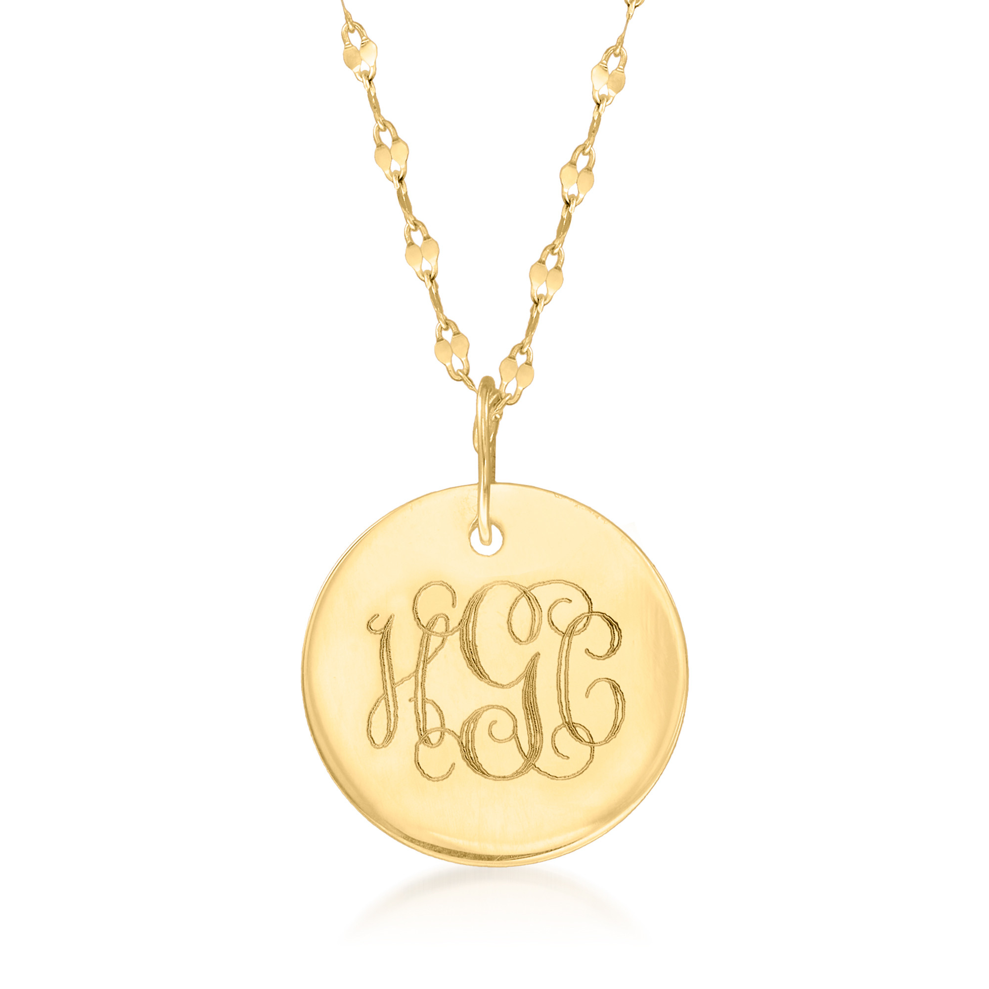 Italian 14kt Yellow Gold Personalized Disc Necklace | Ross-Simons