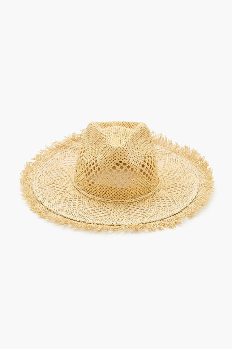 Frayed Straw Fedora in Natural, S/M | Forever 21