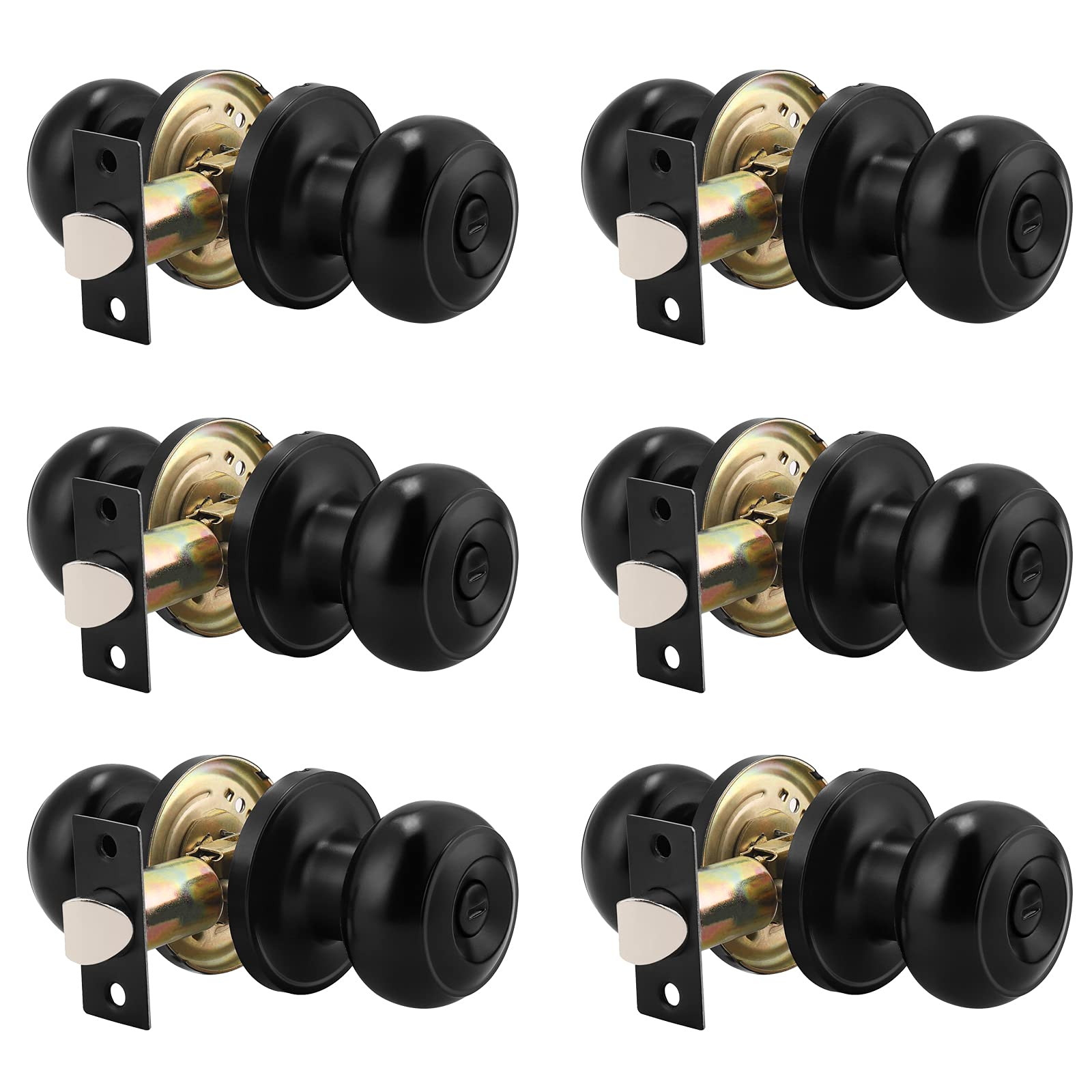 Probrico 6 Pack Round Privacy Door Knob(Thumb Turn Lock on The Inside), Keyless Doorknobs Interio... | Amazon (US)