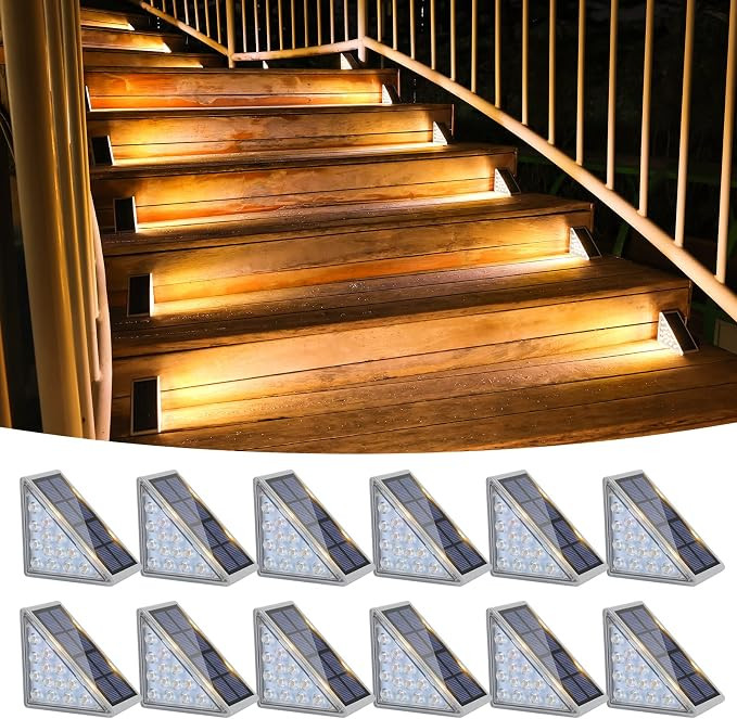 VOLISUN Outdoor Stair Lights 12 Pack, Solar Step Lights Waterproof IP67 | Amazon (US)