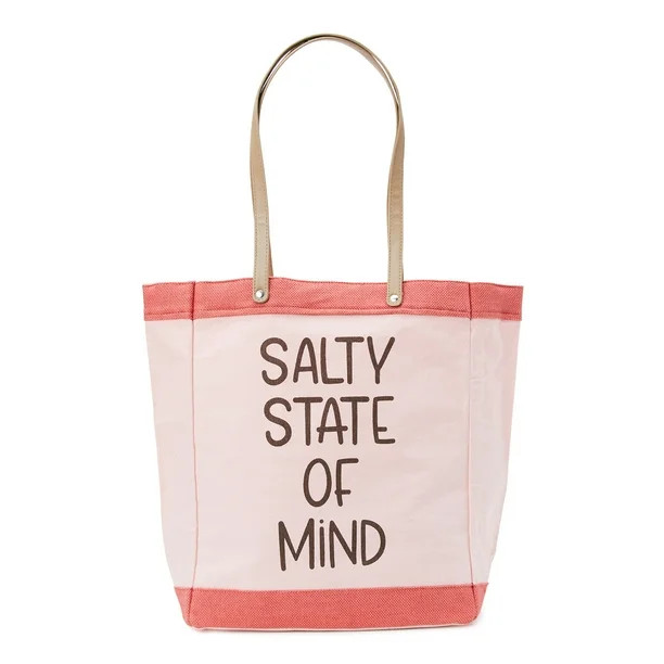 No Boundaries Women's Burlap Large Beach Tote Handbag, Orange | Walmart (US)