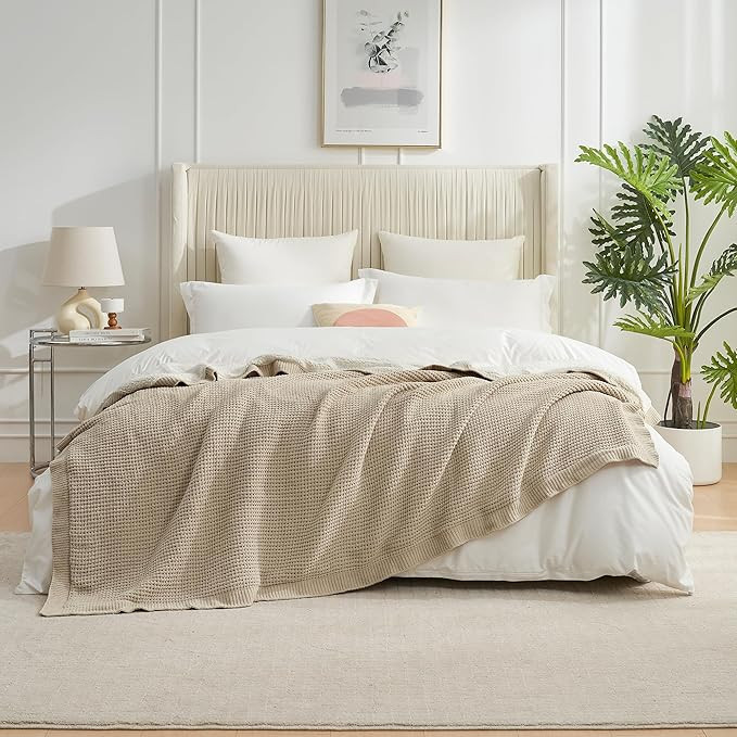 Amélie Home Reversible Waffle Weave Throw Blanket, Chenille Knit with Warm Sherpa, Soft Cozy Bla... | Amazon (US)