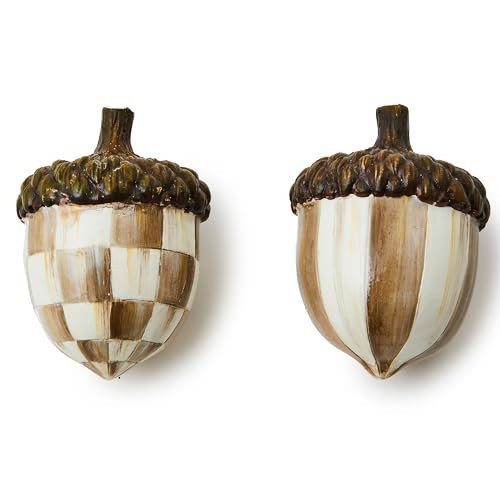 MACKENZIE-CHILDS Resin Acorn Figurines Set, Brown-and-White Mocha Check | Amazon (US)