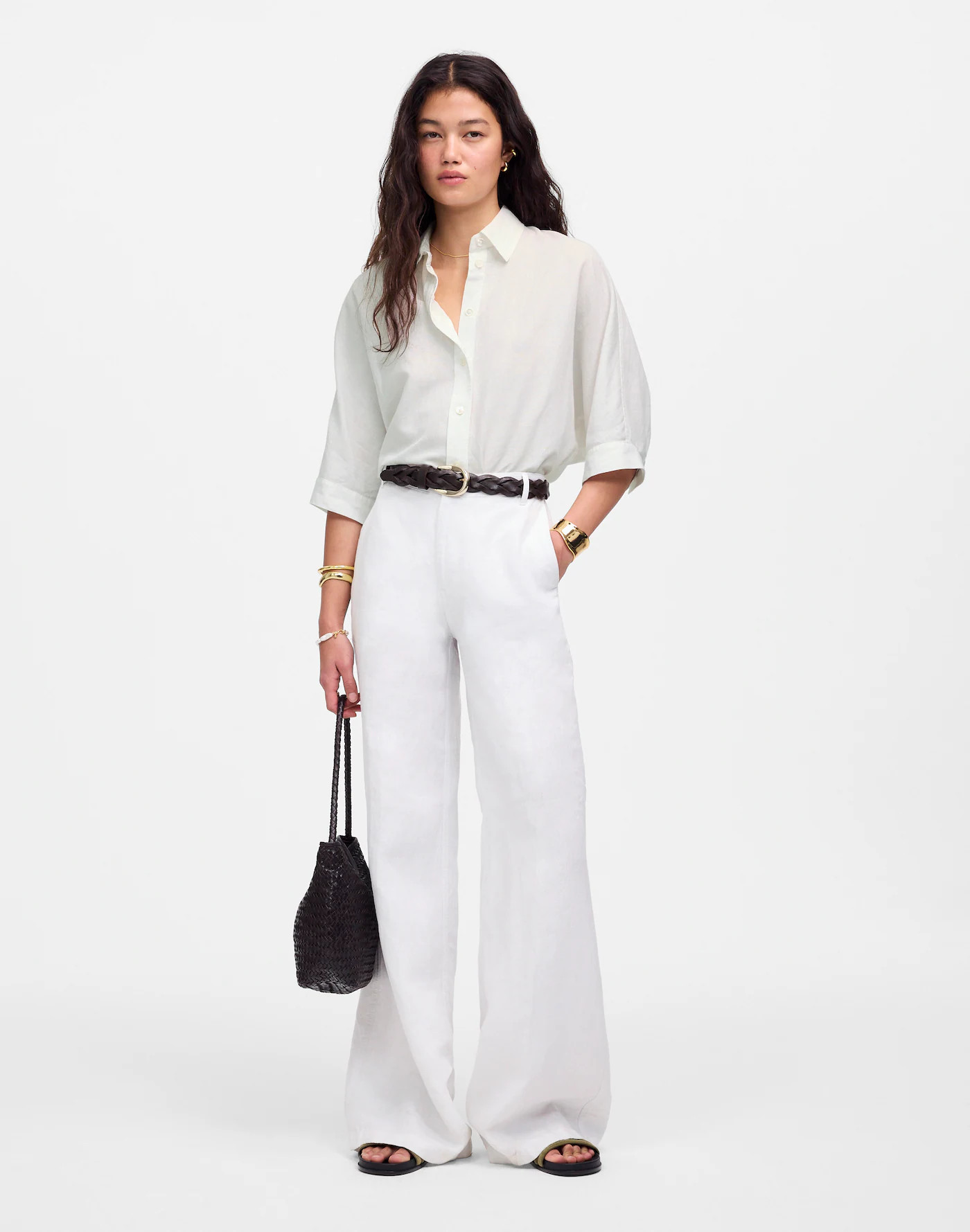 Oversized Pleated-Sleeve Button-Up Shirt | Madewell | Madewell