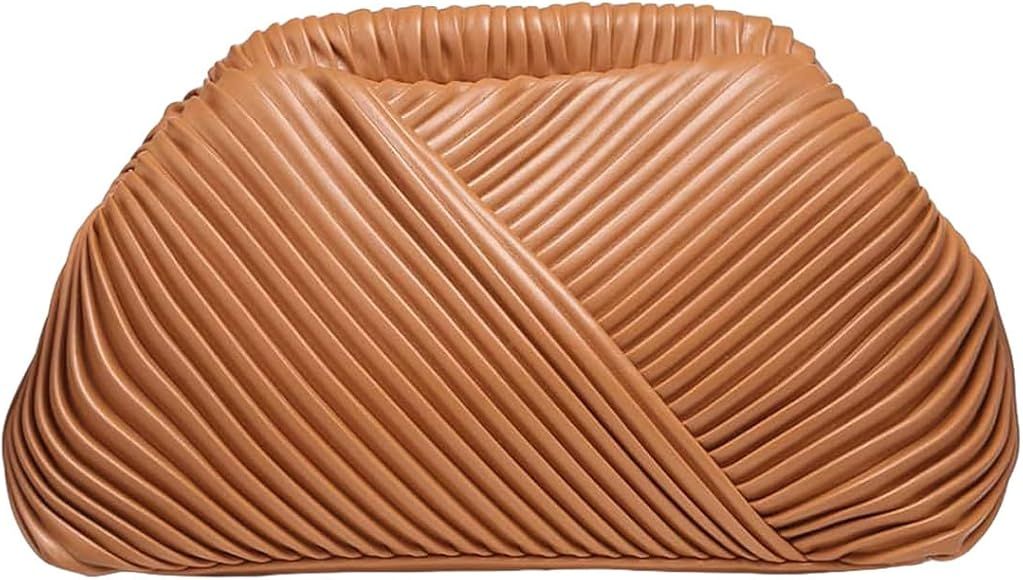 Verdusa Women's Ruched Clutch Handbags PU Leather Evening Bag Mini Purse | Amazon (US)