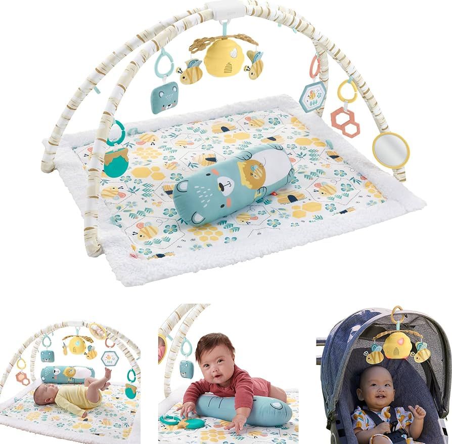Fisher-Price Baby Playmat Honey Bee Music & Lights Activity Gym with Tummy Time Wedge and 6 Senso... | Amazon (US)
