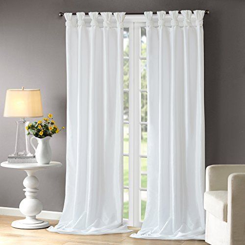 Madison Park Emilia Twist Tab Lined Window Curtain White 120" Panel | Amazon (US)