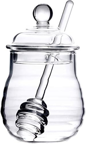 Lawei Glass Honey Jar with Dipper and Lid, 10 OZ Heat-Resistant Bee Hives Honey Pot, Clear Glass ... | Amazon (US)