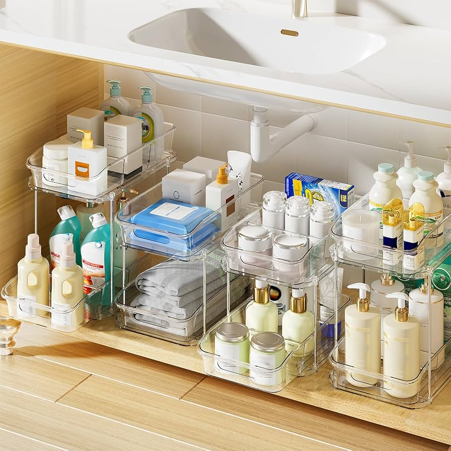 Delamu 2-Tier Under Sink Organizers and Storage, Multi-Purpose Stackable Bathroom Cabinet Organiz... | Amazon (US)
