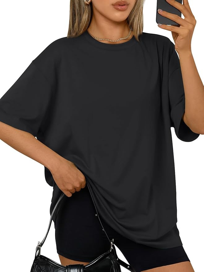Trendy Queen Women's Oversized Tee, Comfy Fabric Loose Fit, All-Day Cozy for Gym, Lounge & Office... | Amazon (US)