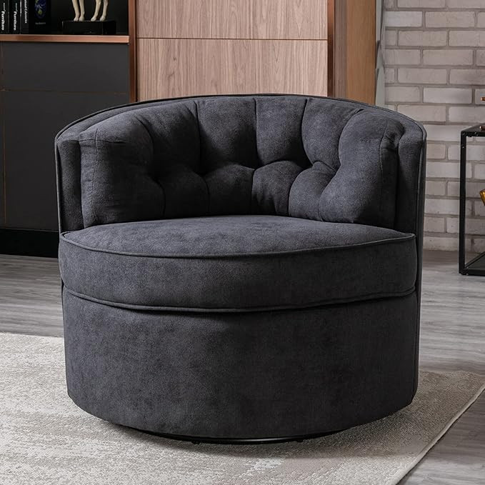 Olela Swivel Accent Chair Linen Fabric Barrel Reading Chair Modern Round Bucket Arm Chair for Liv... | Amazon (US)