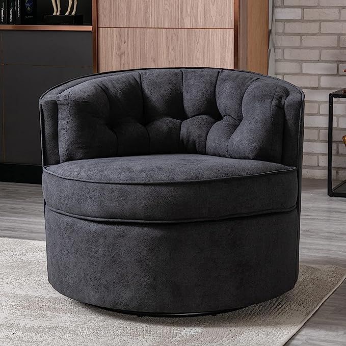 Olela Swivel Accent Chair Linen Fabric Barrel Reading Chair Modern Round Bucket Arm Chair for Liv... | Amazon (US)