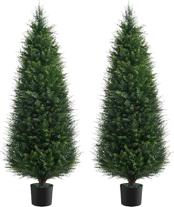 Two 5ft Artificial Plants Topairy Faux Cedar Trees for Outdoor Planters, 60IN Tall Fake Pine Bush... | Amazon (US)