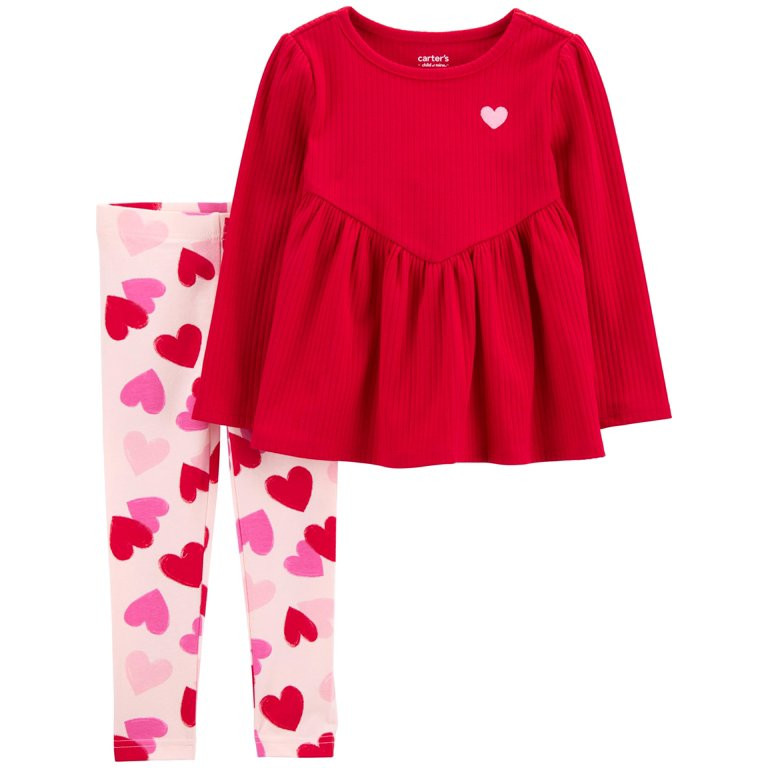 Carter's Child of Mine Toddler Girl Valentine's Day Outfit Set, 2-Piece, Sizes 12M-5T | Walmart (US)