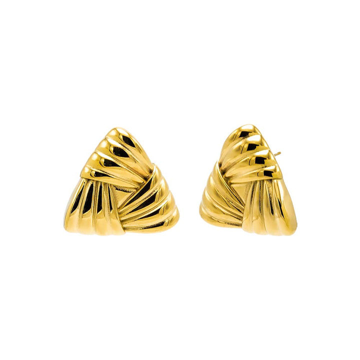 Triangular Ridged Statement Stud Earring | Adina Eden