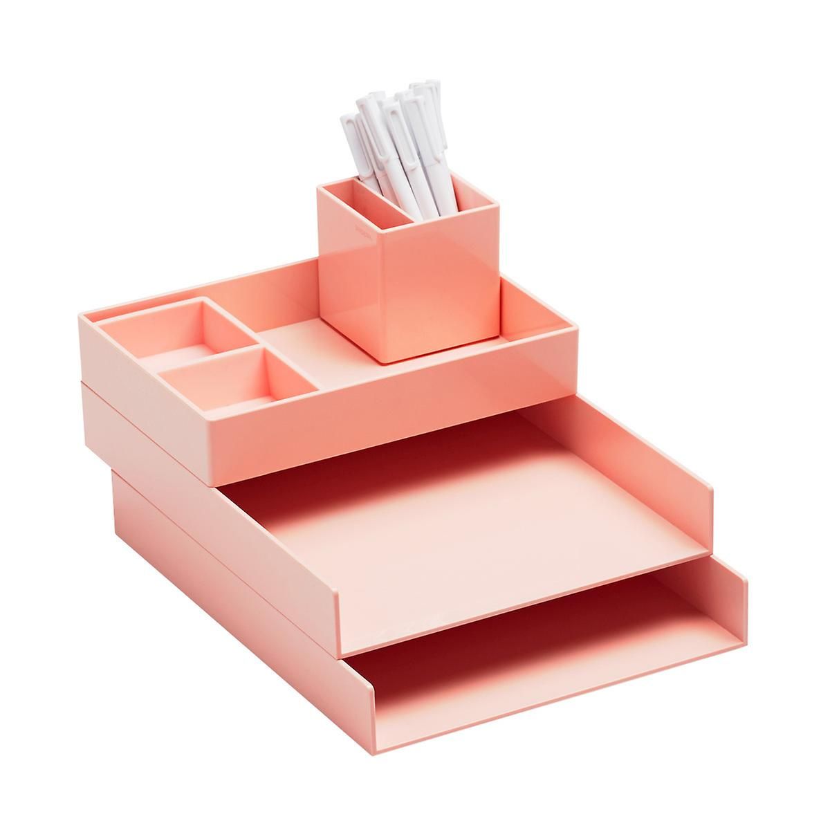 Blush Poppin Letter Tray Storage Kit | The Container Store