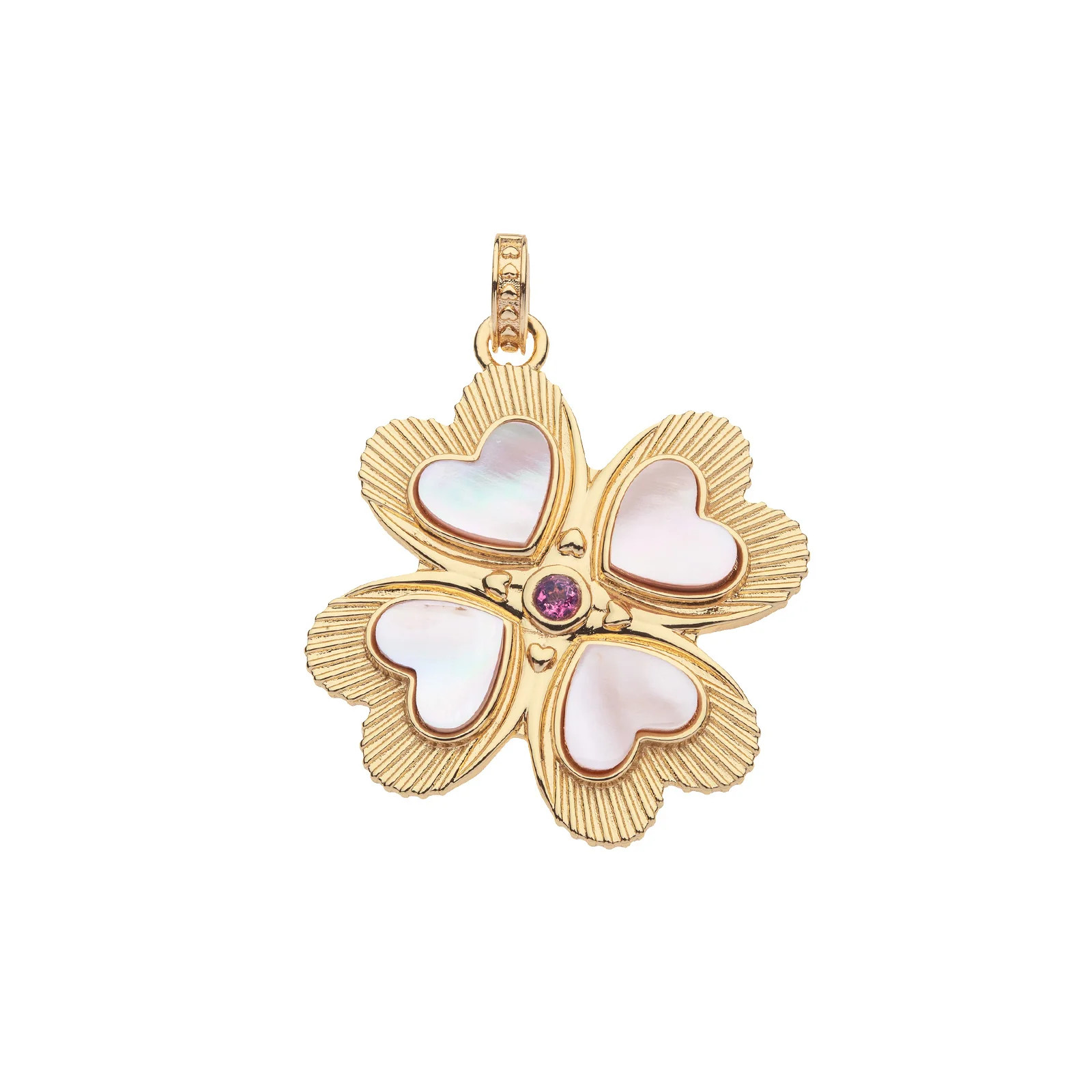 LUCKY in Love Clover Pendant with Pink Shell | Jane Win