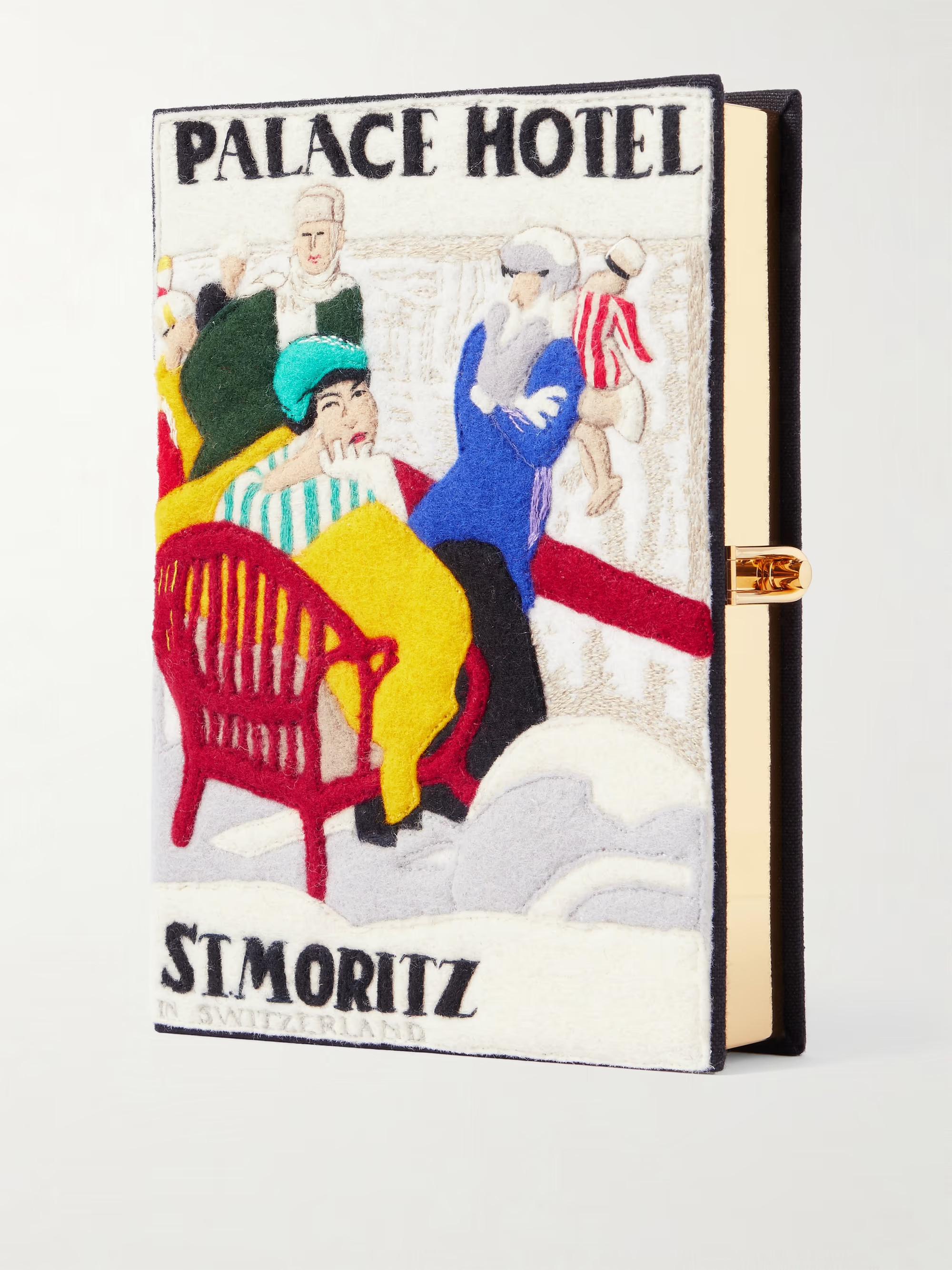 St Moritz Hotel embroidered appliquéd canvas clutch | NET-A-PORTER (UK & EU)