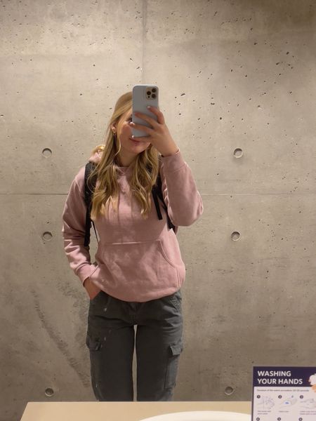 Comfy school outfit! Lululemon doesn’t make this hoodie in pink anymore but I’ve linked the grey version. The cargo pants are SO COMFY. 

#LTKstyletip #LTKfindsunder100 #LTKworkwear