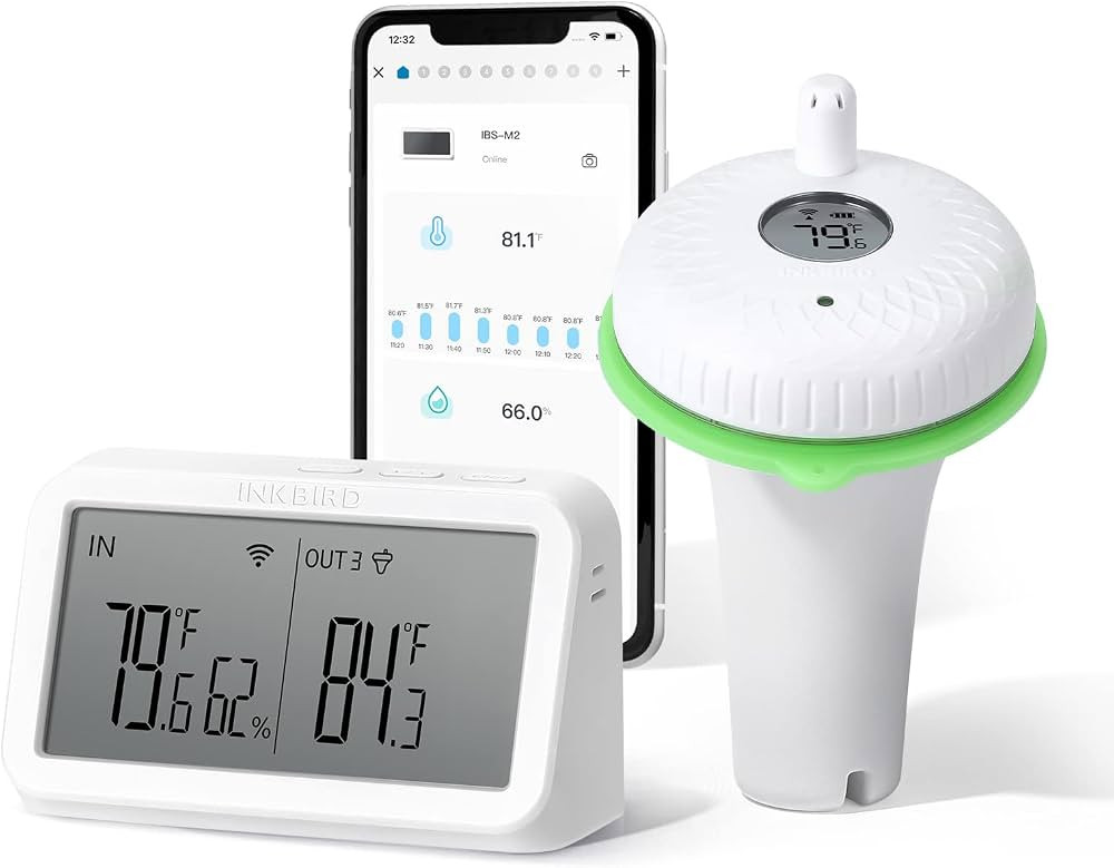 INKBIRD 2nd-Gen Floating Pool Thermometer Digital with IBS-M2 Wi-Fi Gateway Combo, Wireless Swimm... | Amazon (US)
