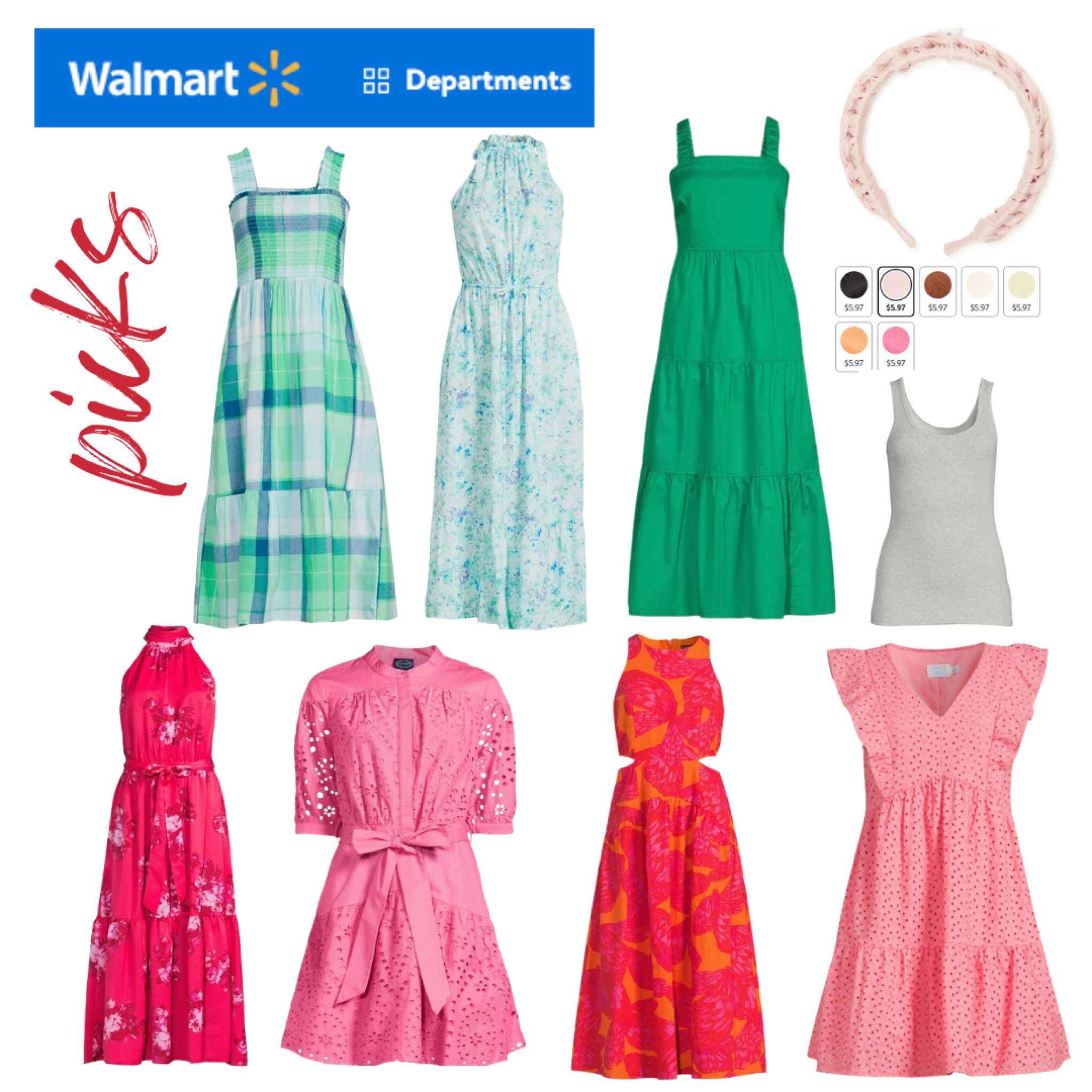 Walmart Picks 

Buy online and return to store (so much easier than trying to find what you want at the store) 

Filter for the top three brands: Time & Tru, Scoop, Free Assembly 

Love the headbands and they come in 7 colors. 

The tank is a perfect staple for the season. Go with normal size or size up  

#LTKstyletip #LTKwedding #LTKunder50