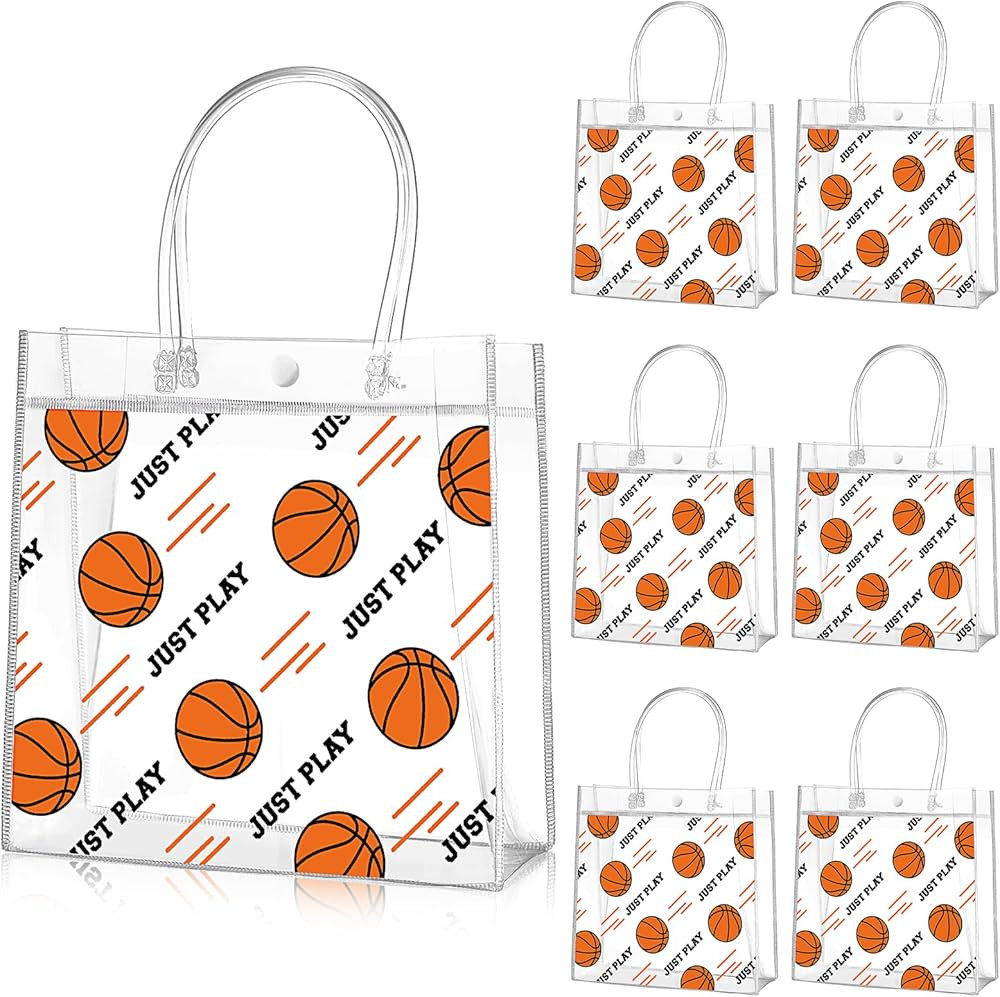 Aliceset 20 Pcs Basketball Clear Gift Bag with Handles Plastic Basketball Treat Plastic Sport The... | Amazon (US)