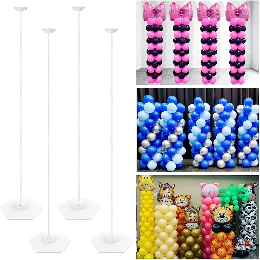 YALLOVE 4 Set of 63 Inch Metal Balloon Column Stand with Water Weight, Internal Threaded Rod Desi... | Amazon (US)