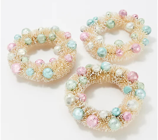 S/3 Vintage Bottlebrush Mini Candle Rings by Valerie | QVC